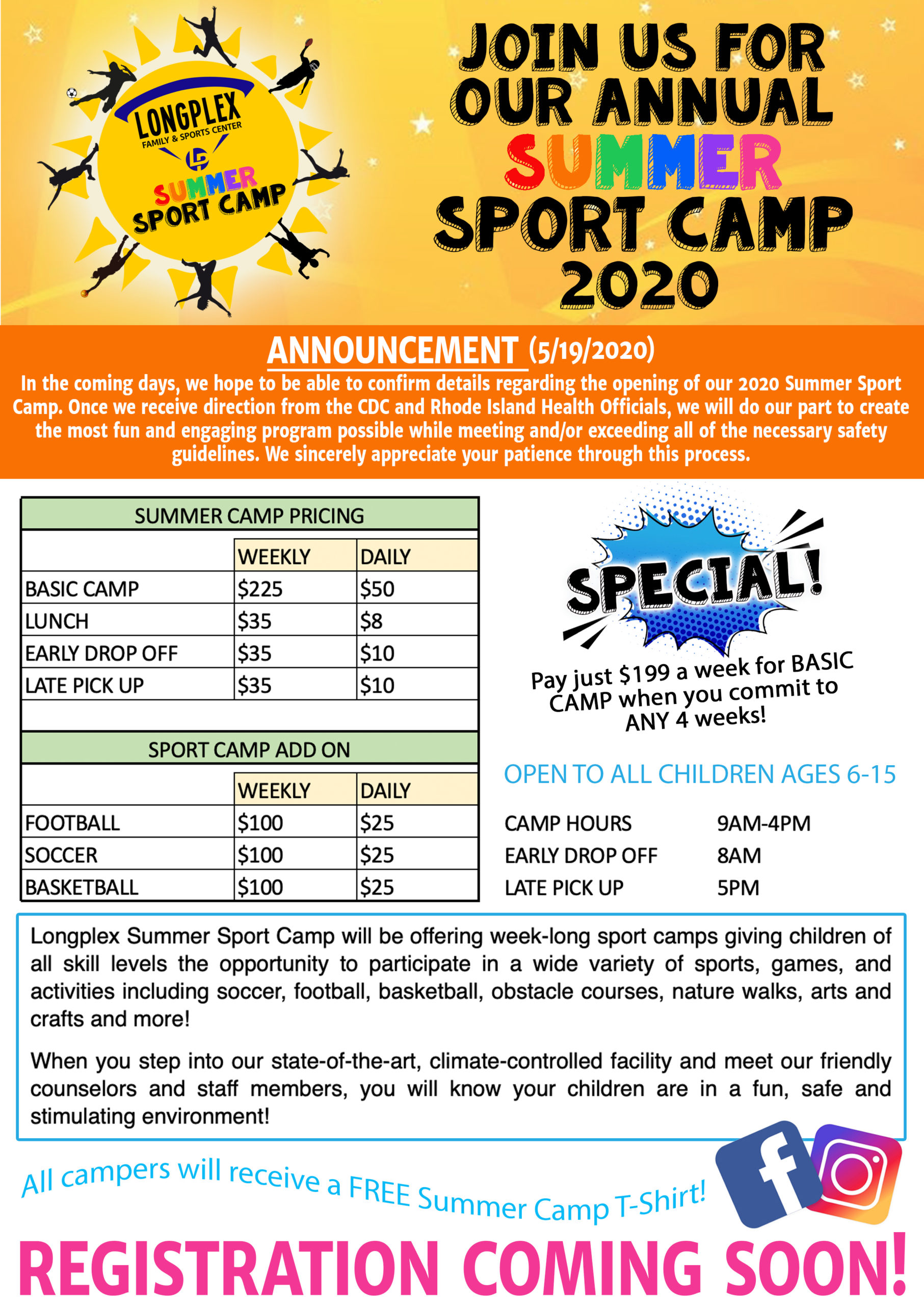 2020 Summer Sport Camp Flyer Website Page | Longplex